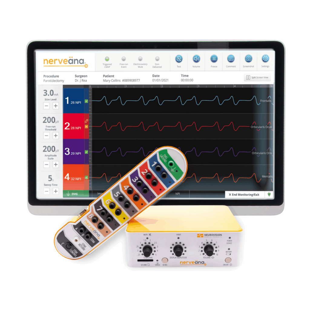 Nerveäna Plus 8-channel EMG nerve monitoring system with EMGView software screen